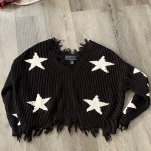 Polly & Esther Black Ribbed Crewneck Sweater